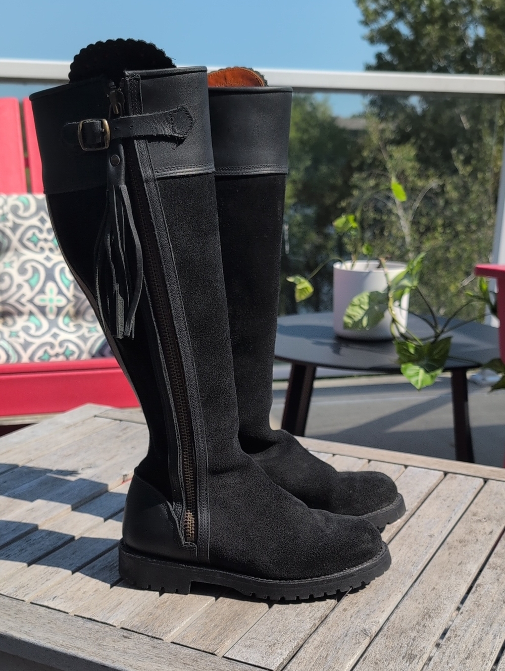 Penelope Chilvers Black Suede Tall Tassel Boots 36
